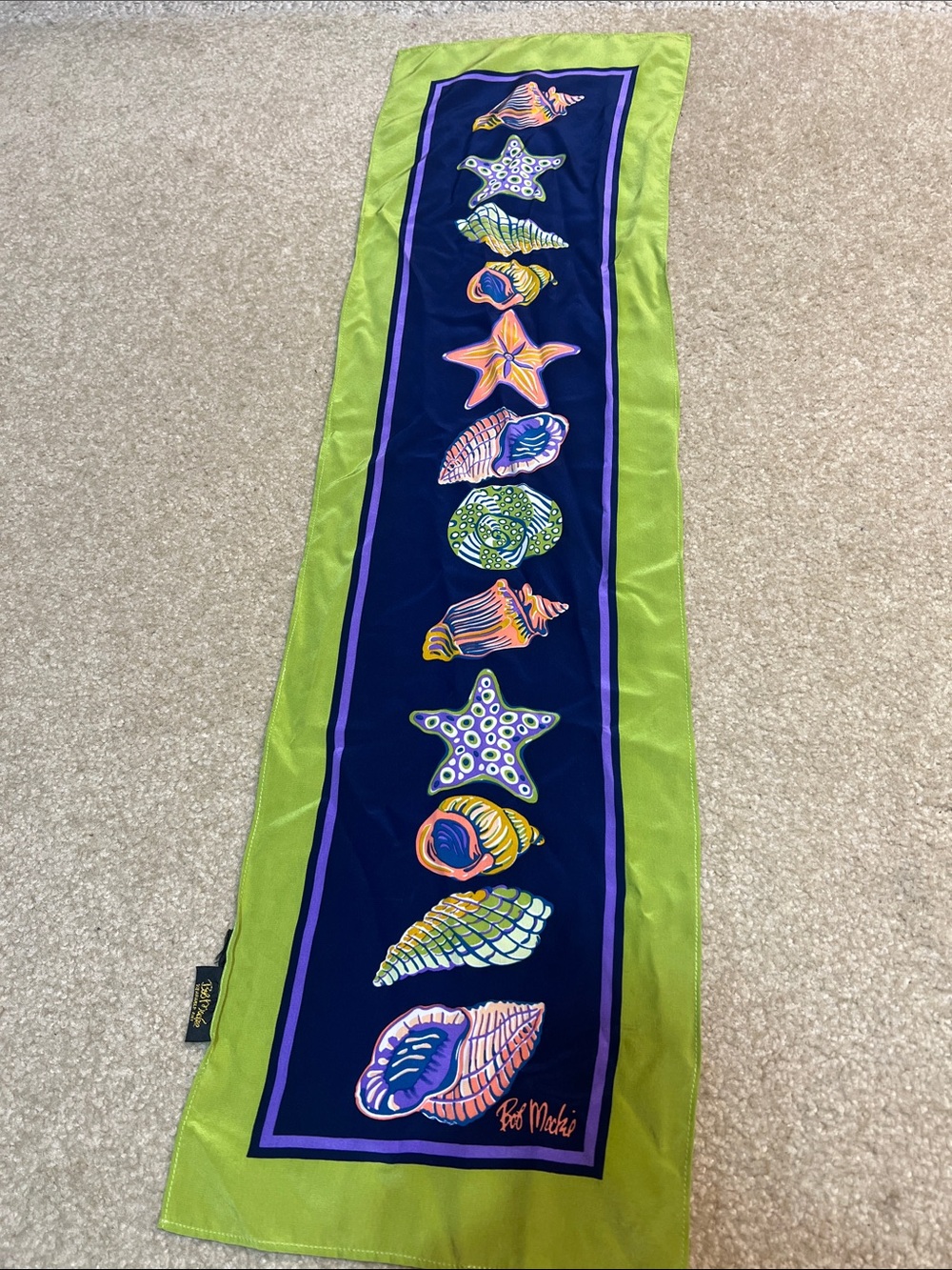 Bob Mackie Wearable Art Seashell Starfish Silk Blend Oblong Scarf Coastal
